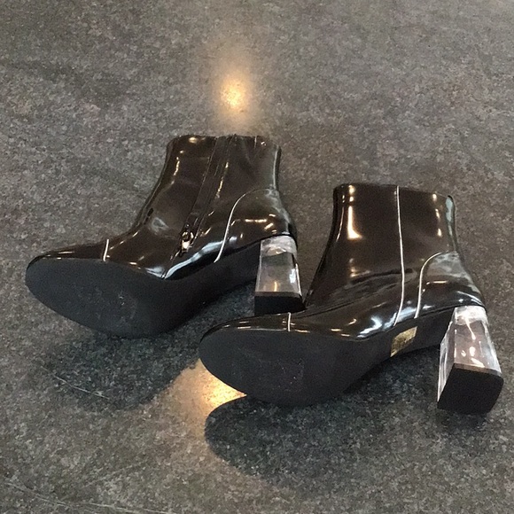 Jeffrey Campbell Chapel Translucent Heel Patent Leather Combo Booties - Picture 3 of 4